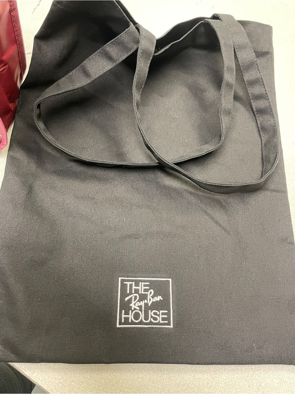 Black New York Script Tote Bag with White Text